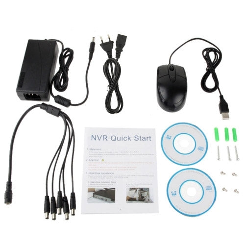 szsinocam 4CH 720P RJ45 NVR Kit with 4 x H.264 1.0 Mega Pixel / 4.0mm Fixed Focal Lens Infrared IP Camera, Support Mega pixel HD Network Video Preview, Storage and Playback / 4CH Playback Simultaneously(Black)