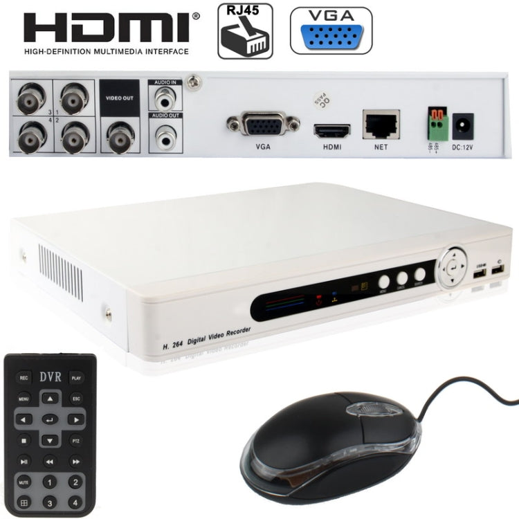 4CH H.264 DVR Network HDD Digital Video Recorder , Support HDMI / VGA / RJ45