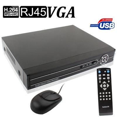 4-Channel H.264 DVR Network HDD Digital Video Recorder with RJ45 & 2 x USB 2.0 Port, Supports VGA Output, BNC 4-Channel Input & 1-Channel Output