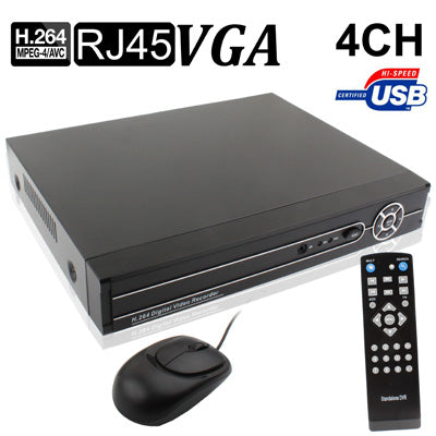 4-Channel H.264 DVR Network HDD Digital Video Recorder with RJ45 & 2 x USB 2.0 Port, Supports VGA Output, BNC 4-Channel Input & 1-Channel Output