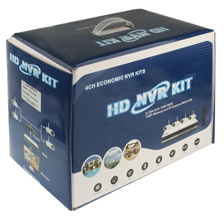 9CH 1080P RJ45 NVR Kit with 8 x H.264 1.0 Mega Pixel / 4.0mm Fixed Focal Lens Infrared 720P IP Camera, Support Mega Pixel HD Network Video Preview, Storage and Playback / 4CH Playback Simultaneously(Black)