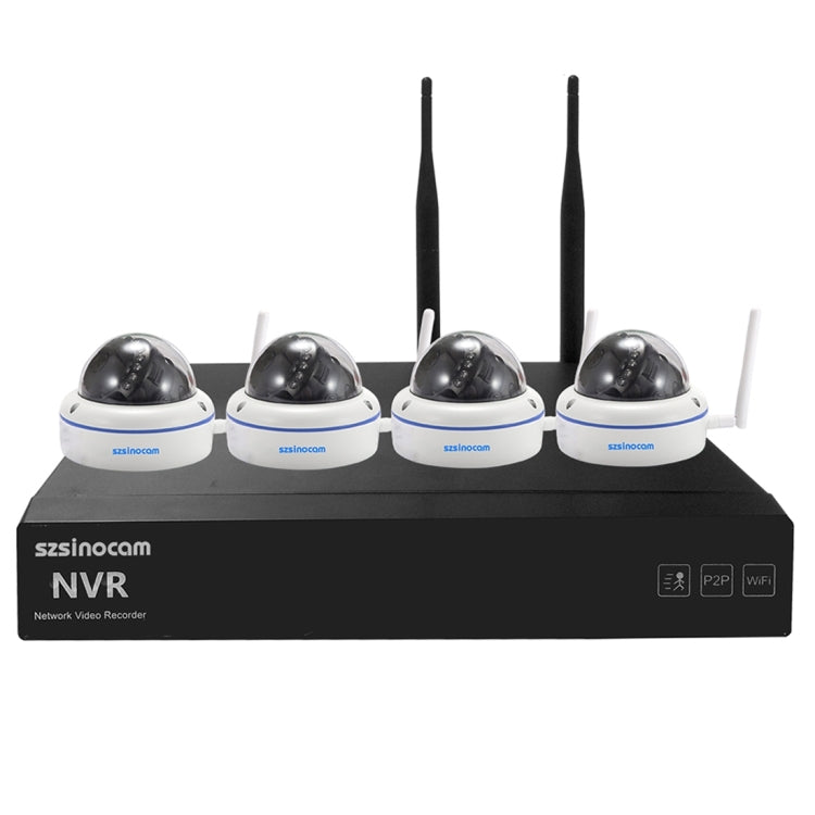 szsinocam SN-NVK-4006W10 4CH 720P 2.4GHz Full WiFi 1.0 Mega Pixel Dome IP Camera NVR Kit, Support Night Vision / Motion Detection, IR Distance: 15-25m