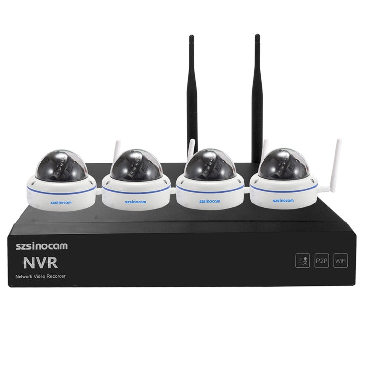 szsinocam SN-NVK-4006W10 4CH 720P 2.4GHz Full WiFi 1.0 Mega Pixel Dome IP Camera NVR Kit, Support Night Vision / Motion Detection, IR Distance: 15-25m
