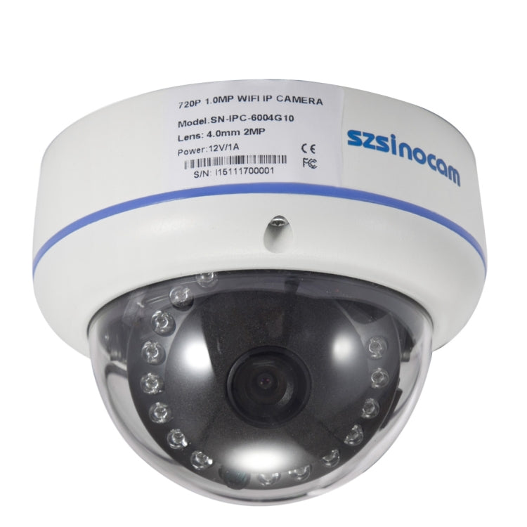 szsinocam SN-NVK-4006W10 4CH 720P 2.4GHz Full WiFi 1.0 Mega Pixel Dome IP Camera NVR Kit, Support Night Vision / Motion Detection, IR Distance: 15-25m