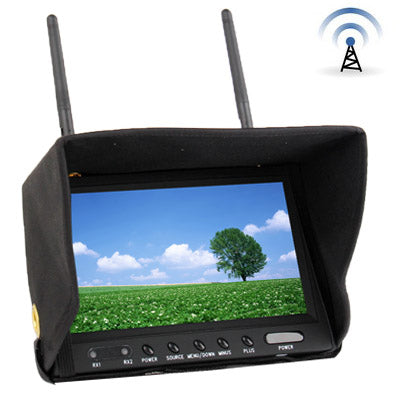RC701 5.8GHz Wireless FPV 7 inch TFT LCD Diversity Receiver Monitor with Sunhood & Antenna