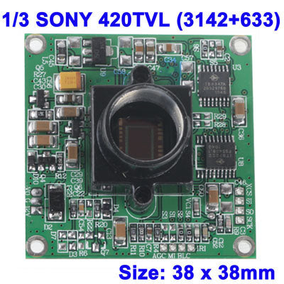 1/3 SONY 42OTVL (3142+633) Color CCD Board Camera, Low Lux, Size: 38 x 38mm
