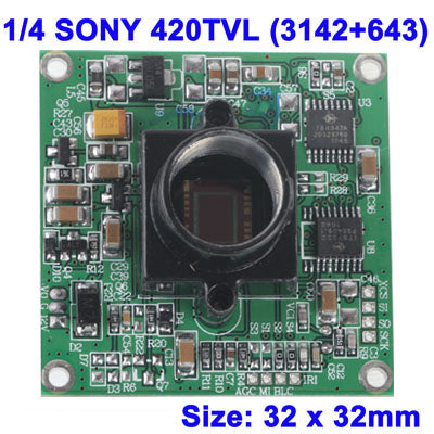 1/4 SONY 42OTVL (3142+643) Color CCD Board Camera, Low Lux, Size: 32 x 32mm