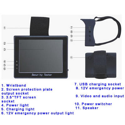3.5 inch TFT LCD Monitor CCTV Camera Tester 12V Output, Built in Li-ion battery(Black)
