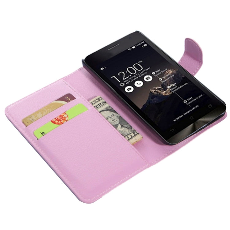 4.5Inch Litchi Texture Leather Case with Holder & Card Slots & Wallet for Asus ZenFone 4 / A450CG
