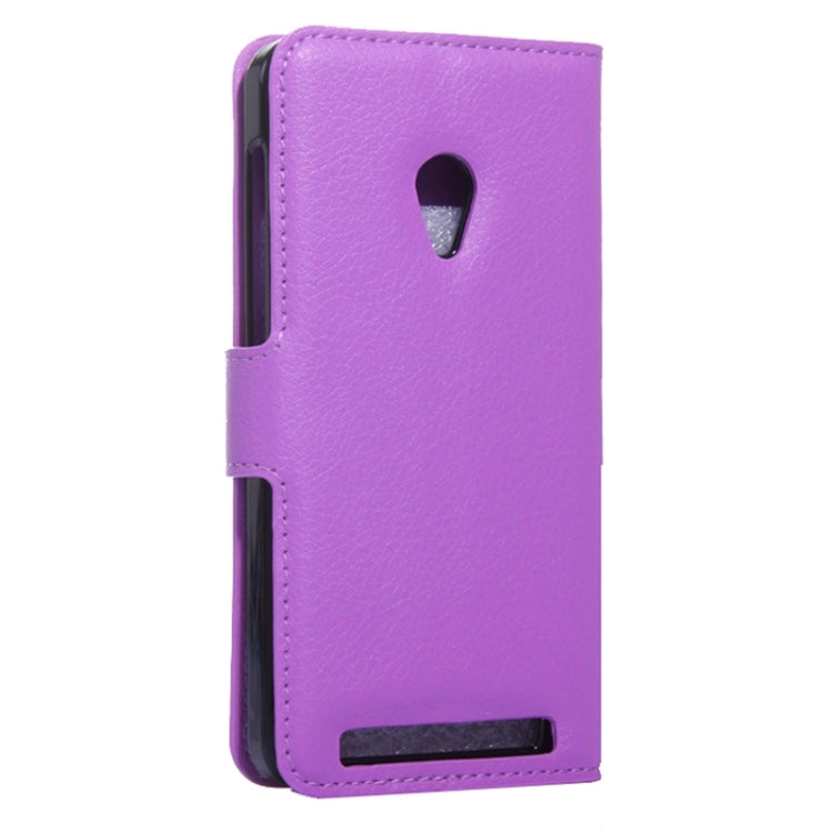 4.5Inch Litchi Texture Leather Case with Holder & Card Slots & Wallet for Asus ZenFone 4 / A450CG