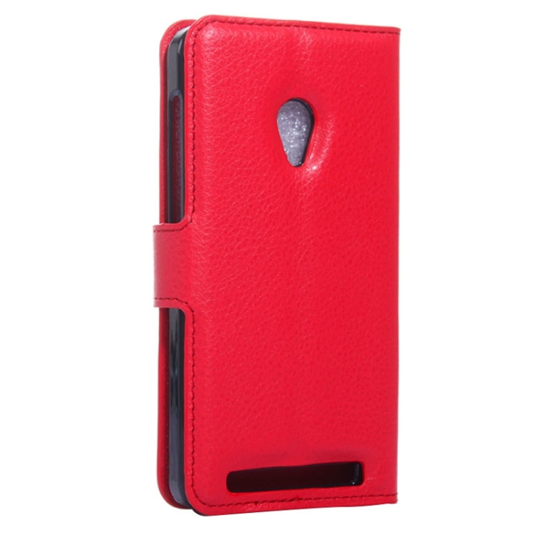 4.5Inch Litchi Texture Leather Case with Holder & Card Slots & Wallet for Asus ZenFone 4 / A450CG