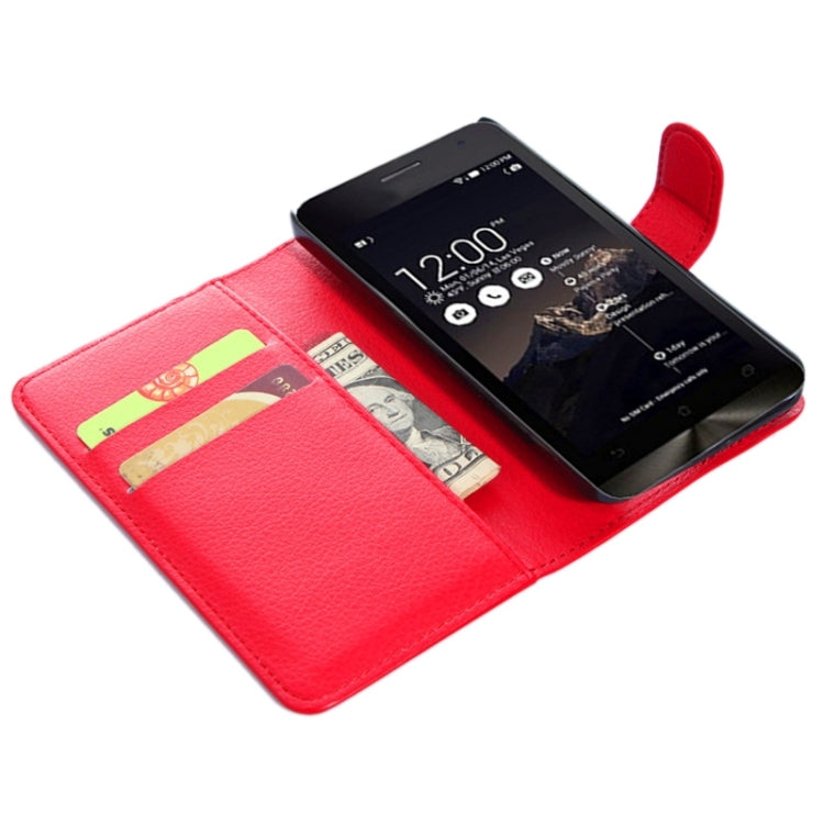 4.5Inch Litchi Texture Leather Case with Holder & Card Slots & Wallet for Asus ZenFone 4 / A450CG