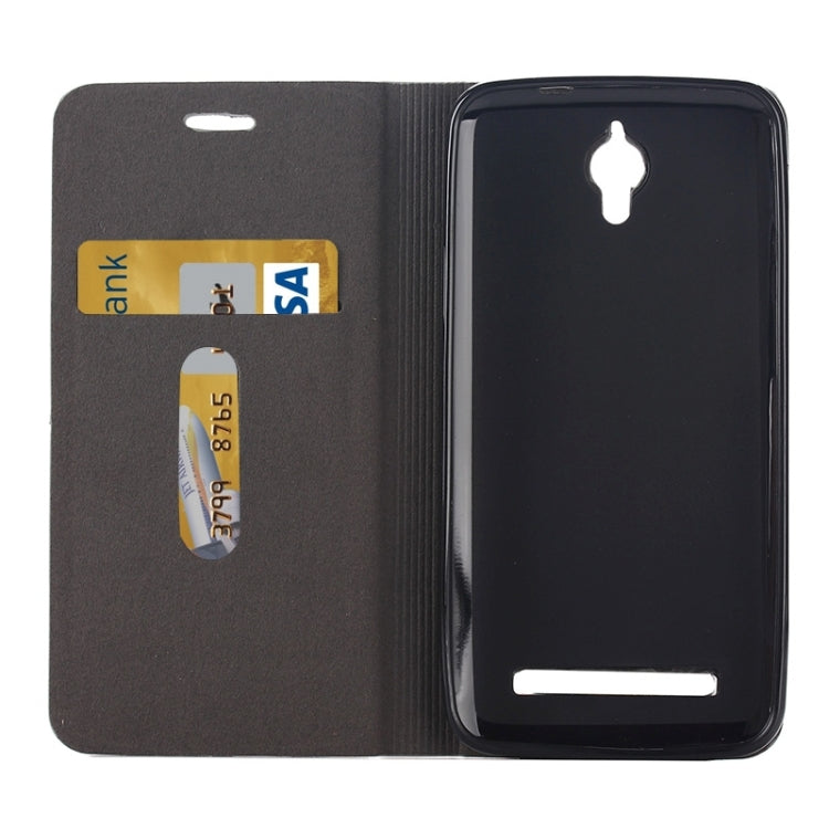 Horizontal Flip Canvas Leather Case with Card Slot & Holder for ASUS ZenFone C