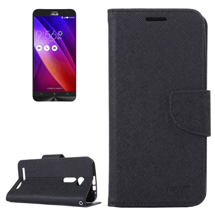 MERCURY Cross Texture Contrast Color Style Leather Case with Holder & Card Slots & Wallet for Asus ZenFone 2 / ZE500CL