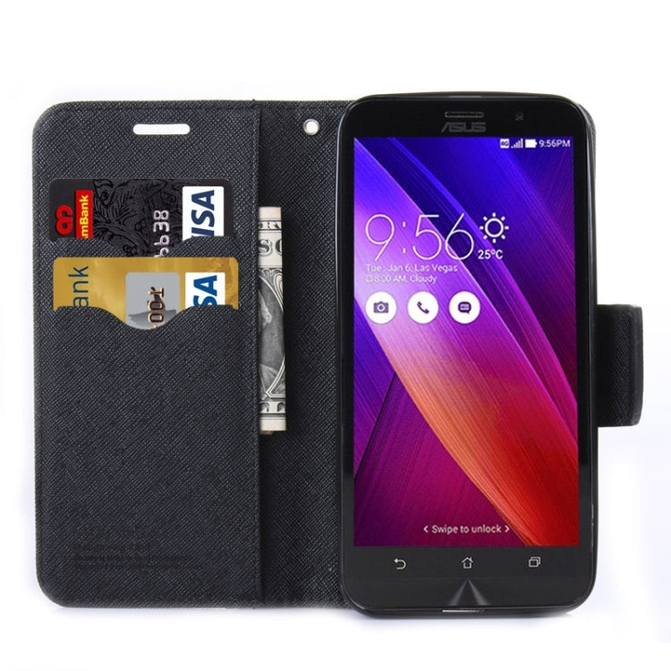 MERCURY Cross Texture Contrast Color Style Leather Case with Holder & Card Slots & Wallet for Asus ZenFone 2 / ZE500CL