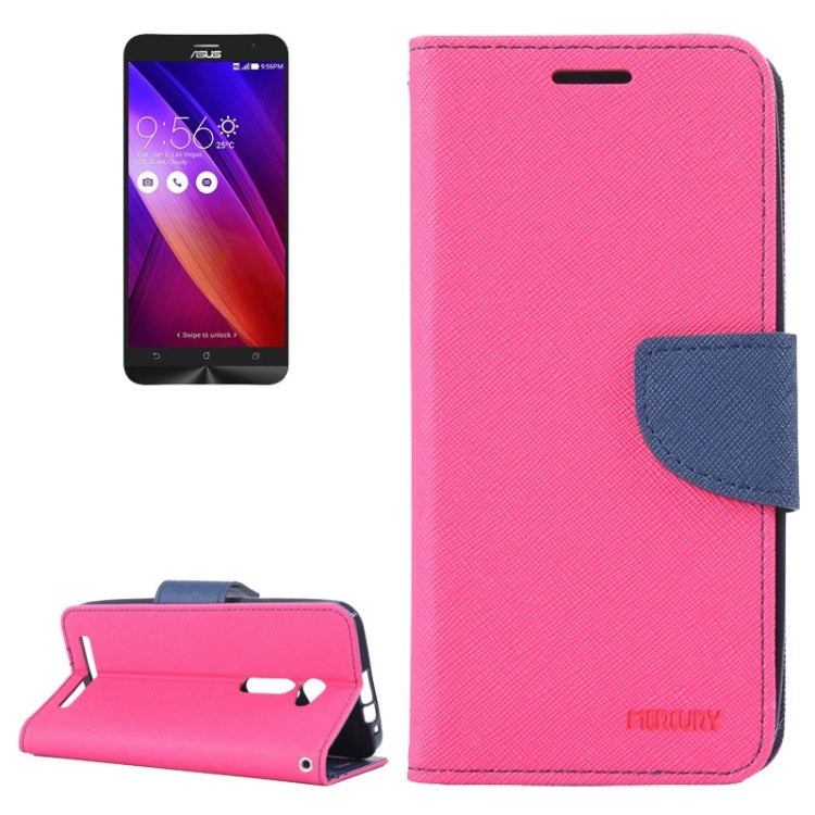 MERCURY Cross Texture Contrast Color Style Leather Case with Holder & Card Slots & Wallet for Asus ZenFone 2 / ZE500CL