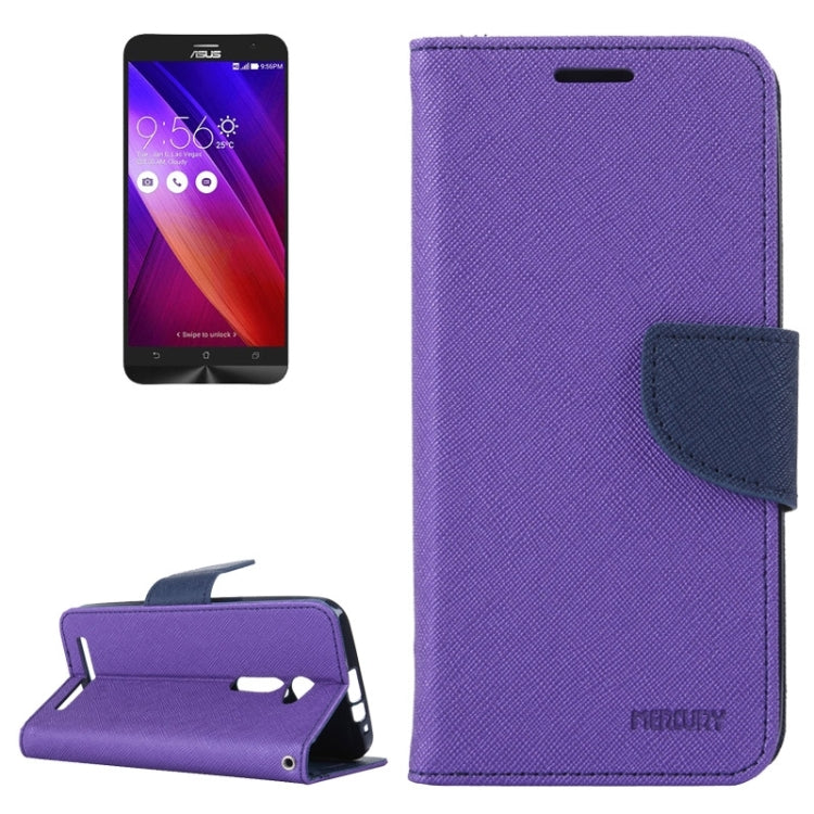 MERCURY Cross Texture Contrast Color Style Leather Case with Holder & Card Slots & Wallet for Asus ZenFone 2 / ZE500CL