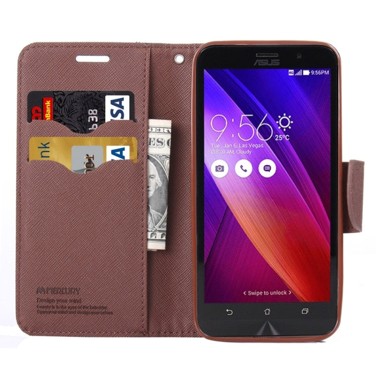 MERCURY Cross Texture Contrast Color Style Leather Case with Holder & Card Slots & Wallet for Asus ZenFone 2 / ZE500CL