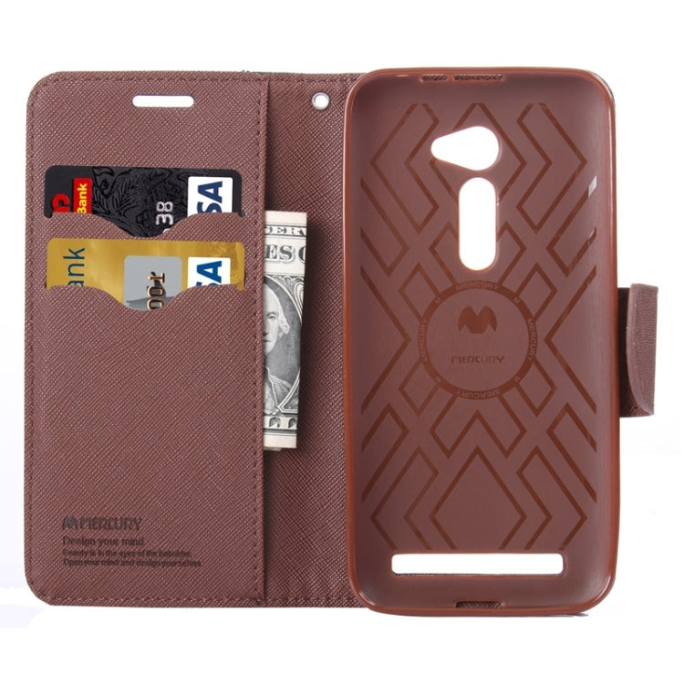 MERCURY Cross Texture Contrast Color Style Leather Case with Holder & Card Slots & Wallet for Asus ZenFone 2 / ZE500CL