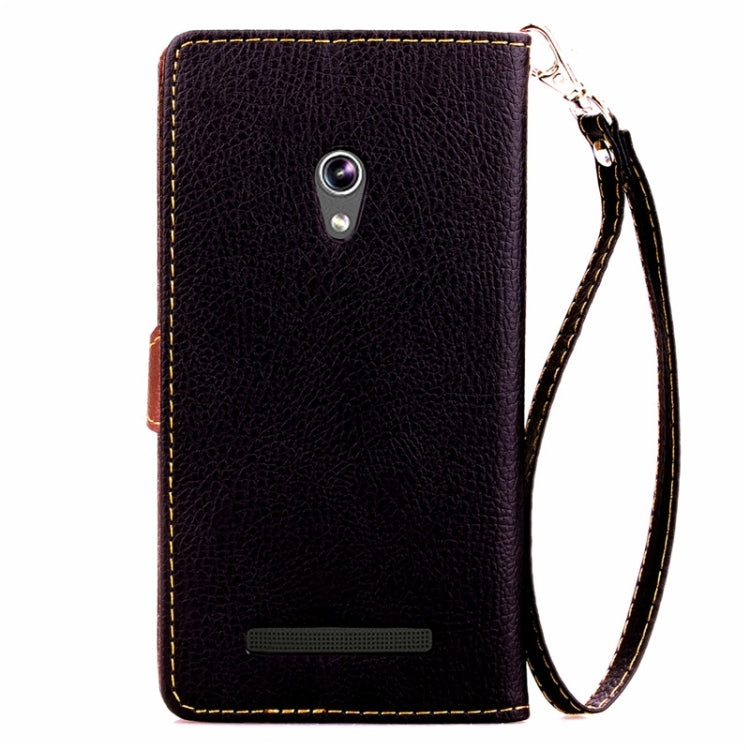 Leaf Magnetic Snap Litchi Texture Flip Leather Case with Card Slots & Wallet & Holder & Lanyard for ASUS Zenfone 5 / A500CG / A501CG / A500KL / A502CG
