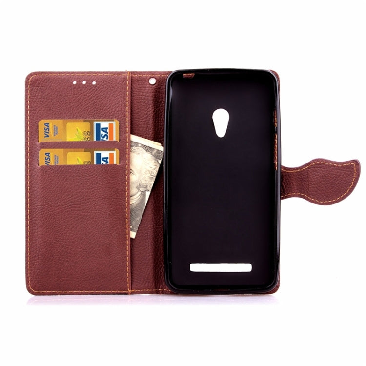 Leaf Magnetic Snap Litchi Texture Flip Leather Case with Card Slots & Wallet & Holder & Lanyard for ASUS Zenfone 5 / A500CG / A501CG / A500KL / A502CG