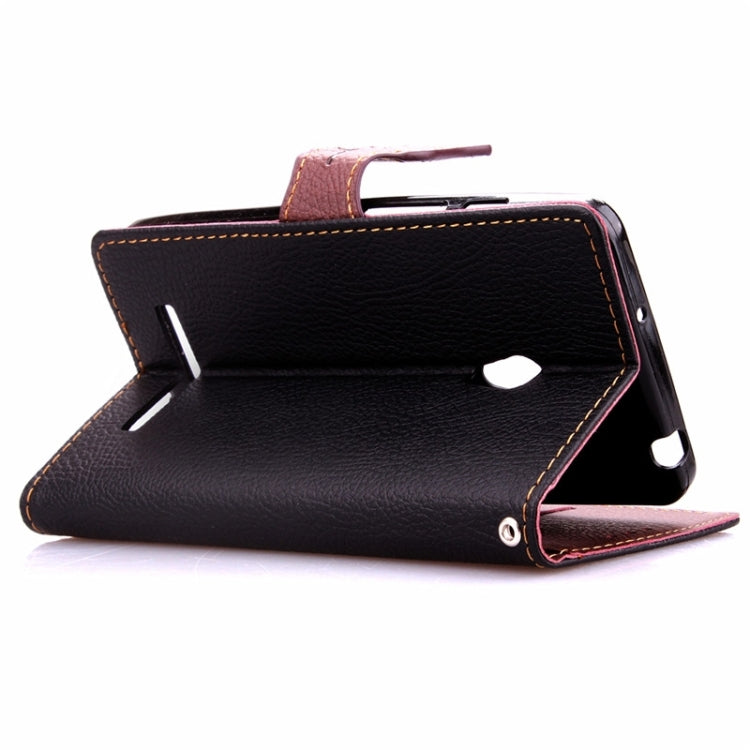 Leaf Magnetic Snap Litchi Texture Flip Leather Case with Card Slots & Wallet & Holder & Lanyard for ASUS Zenfone 5 / A500CG / A501CG / A500KL / A502CG