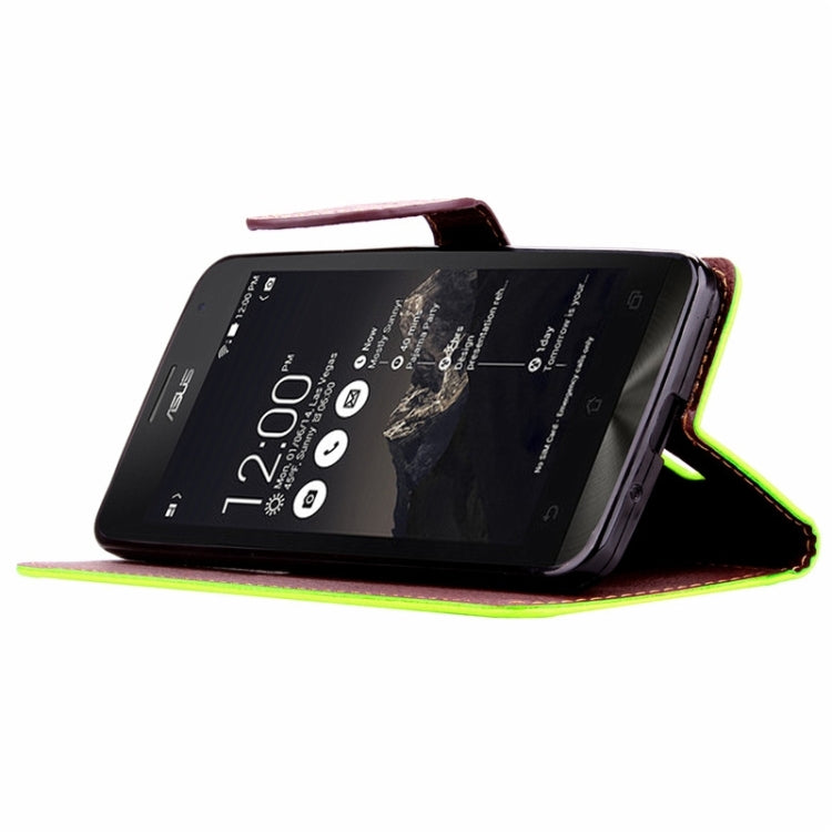 Leaf Magnetic Snap Litchi Texture Flip Leather Case with Card Slots & Wallet & Holder & Lanyard for ASUS Zenfone 5 / A500CG / A501CG / A500KL / A502CG