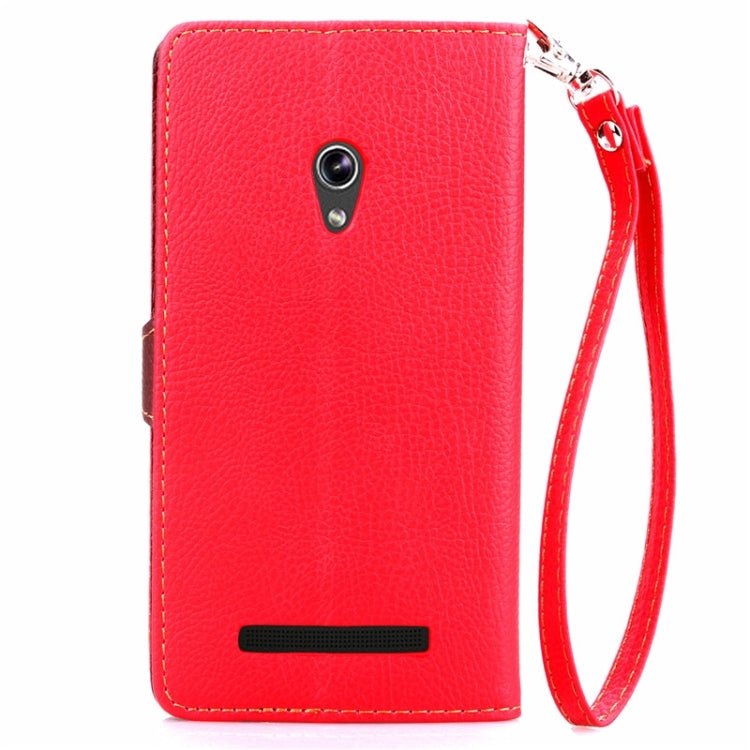 Leaf Magnetic Snap Litchi Texture Flip Leather Case with Card Slots & Wallet & Holder & Lanyard for ASUS Zenfone 5 / A500CG / A501CG / A500KL / A502CG
