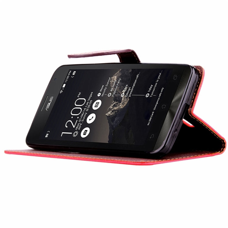 Leaf Magnetic Snap Litchi Texture Flip Leather Case with Card Slots & Wallet & Holder & Lanyard for ASUS Zenfone 5 / A500CG / A501CG / A500KL / A502CG