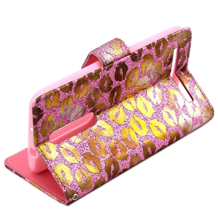 5.5 Inch Lips Pattern Leather Case with Holder & Card Slots & Wallet for Asus Zenfone 2 / ZE550ML / ZE551ML