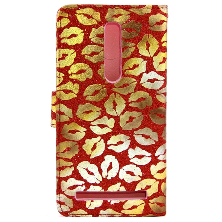 5.5 Inch Lips Pattern Leather Case with Holder & Card Slots & Wallet for Asus Zenfone 2 / ZE550ML / ZE551ML