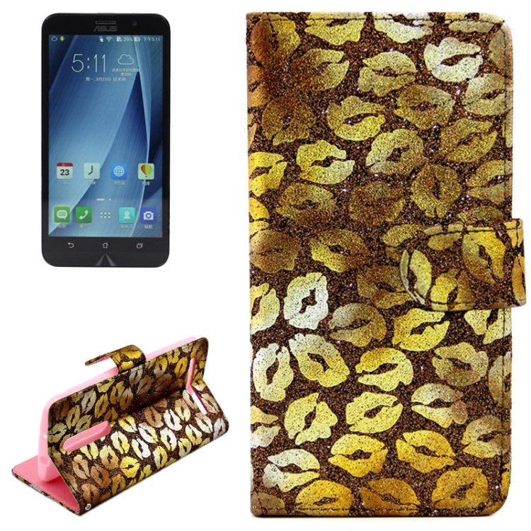 5.5 Inch Lips Pattern Leather Case with Holder & Card Slots & Wallet for Asus Zenfone 2 / ZE550ML / ZE551ML