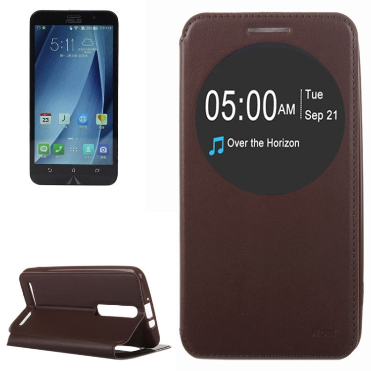 5.5 Inch Crazy Horse Texture Leather Case with Holder & Card Slot & Caller ID Display Window for Asus Zenfone 2 / ZE550ML / ZE551ML