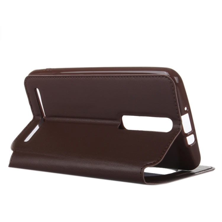 5.5 Inch Crazy Horse Texture Leather Case with Holder & Card Slot & Caller ID Display Window for Asus Zenfone 2 / ZE550ML / ZE551ML