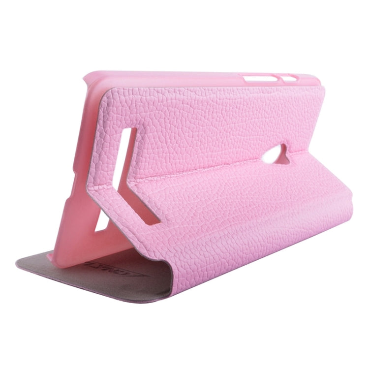 Horizontal Flip Litchi Texture Leather Case with Holder & Caller ID Display for ASUS ZenFone 5