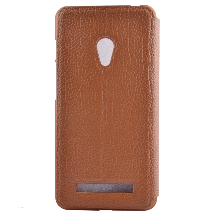 Horizontal Flip Litchi Texture Leather Case with Holder & Caller ID Display for ASUS ZenFone 5