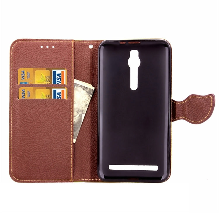 Leaf Magnetic Snap Litchi Texture Horizontal Flip Leather Case with Card Slots & Wallet & Holder & Lanyard for Asus Zenfone 2 ZE550ML / ZE551ML