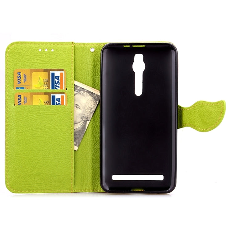 Leaf Magnetic Snap Litchi Texture Horizontal Flip Leather Case with Card Slots & Wallet & Holder & Lanyard for Asus Zenfone 2 ZE550ML / ZE551ML