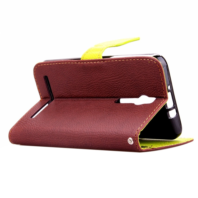 Leaf Magnetic Snap Litchi Texture Horizontal Flip Leather Case with Card Slots & Wallet & Holder & Lanyard for Asus Zenfone 2 ZE550ML / ZE551ML