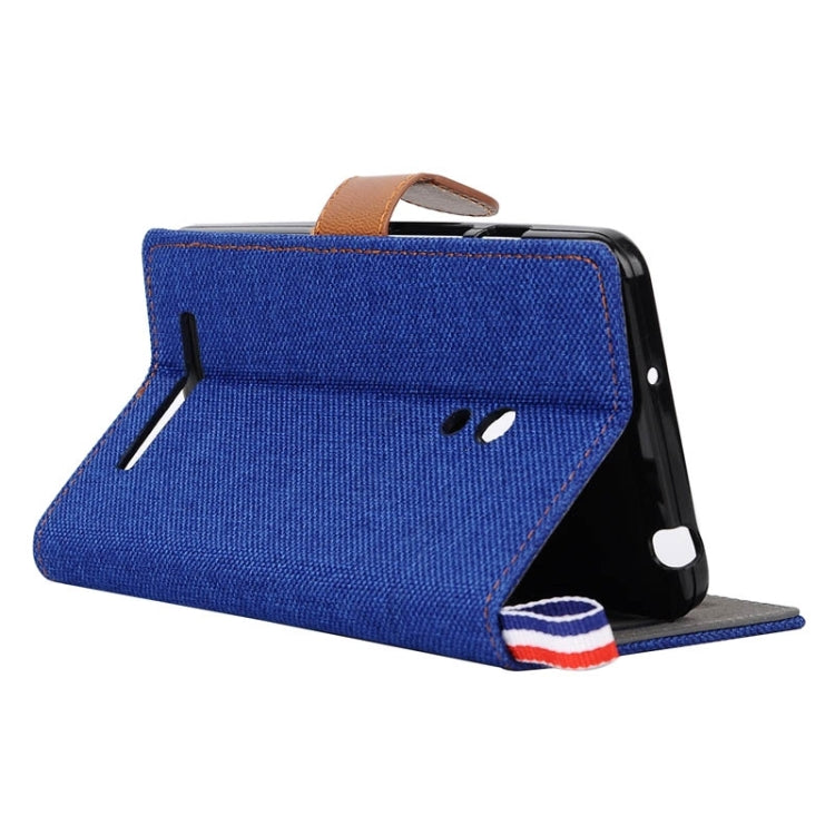 Denim Texture Horizontal Flip Leather Case with Card Slots & Holder & Lanyard for ASUS Zenfone 5 / A500CG / A501CG / A500KL / A502CG