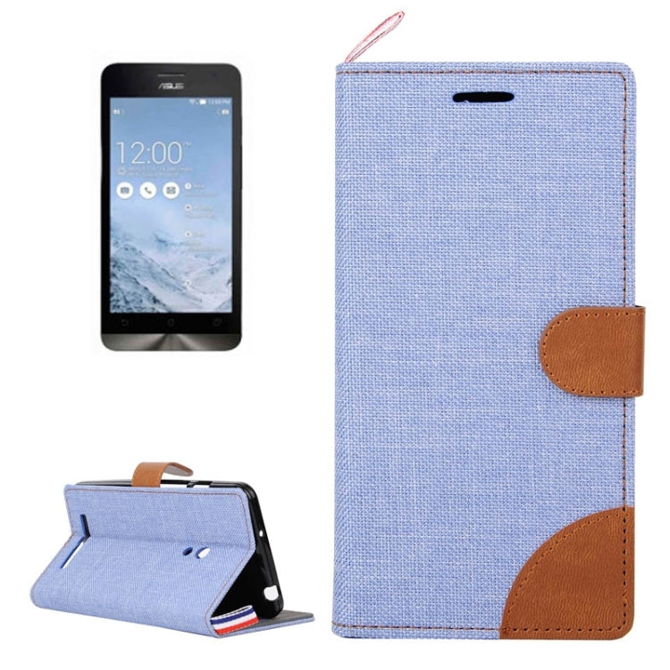 Denim Texture Horizontal Flip Leather Case with Card Slots & Holder & Lanyard for ASUS Zenfone 5 / A500CG / A501CG / A500KL / A502CG