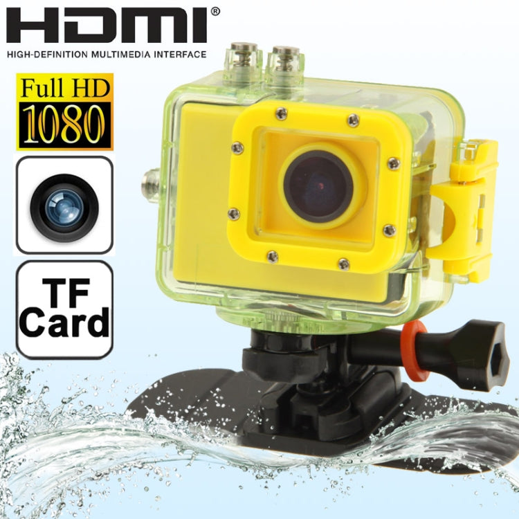 Full HD 1080P H.264 1.5 inch LCD Sports Camcorder with Waterproof Case, 8.0 Mega CMOS Sensor, Support TF Card, 150 Degree Wide Viewing Angle, 30m Waterproof, F28 (Yellow)