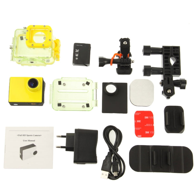 Full HD 1080P H.264 1.5 inch LCD Sports Camcorder with Waterproof Case, 8.0 Mega CMOS Sensor, Support TF Card, 150 Degree Wide Viewing Angle, 30m Waterproof, F28 (Yellow)