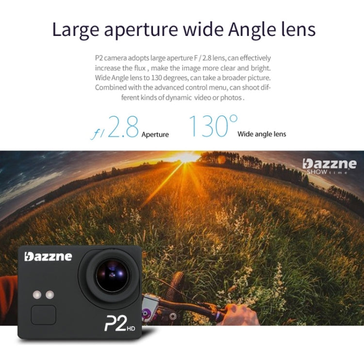 Dazzne P2 Waterproof Action Sports Camera, 2.0 Inch TFT Screen, Support HD 1080P(Black)
