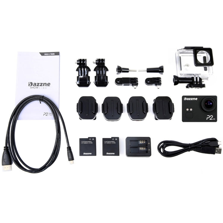 Dazzne P2 Waterproof Action Sports Camera, 2.0 Inch TFT Screen, Support HD 1080P(Black)