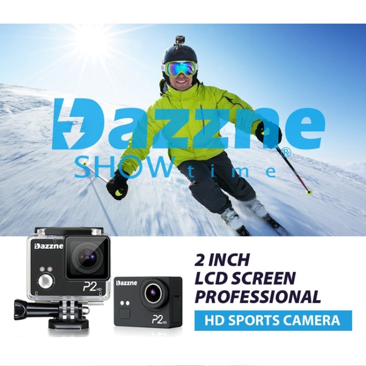 Dazzne P2 Waterproof Action Sports Camera, 2.0 Inch TFT Screen, Support HD 1080P(Black)