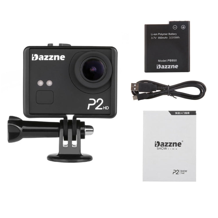 Dazzne P2 HD 1080P 2.0 inch TFT Screen Car DVR Action Sports Camera, 130 Degrees Wide Angle Lens(Black)