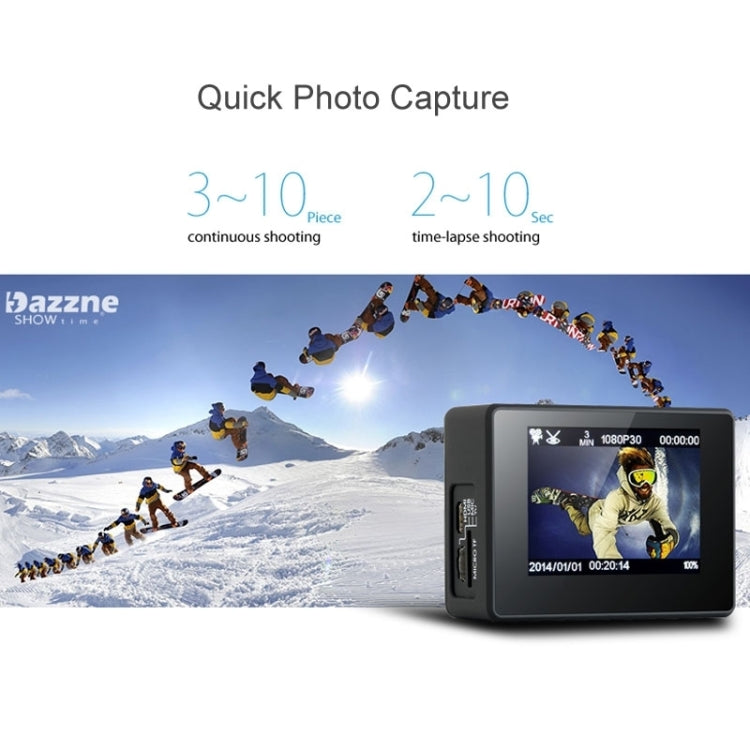 Dazzne P2 HD 1080P 2.0 inch TFT Screen Car DVR Action Sports Camera, 130 Degrees Wide Angle Lens(Black)