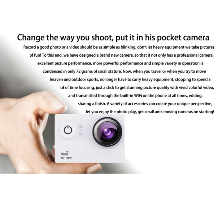 UC1 2.0 inch LTPS Screen Sports Video Camera, Support WiFi, 170 Degrees Wide Angel, HDMI Output(White)