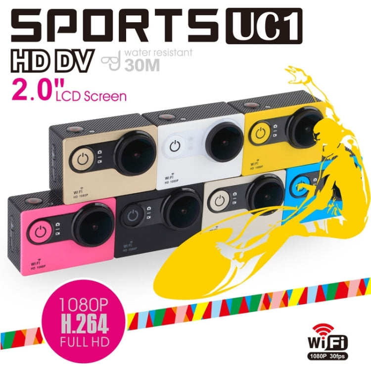UC1 2.0 inch LTPS Screen Sports Video Camera, Support WiFi, 170 Degrees Wide Angel, HDMI Output(White)